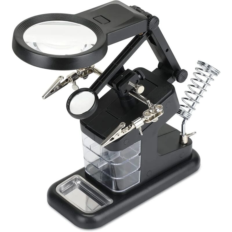 Troisième Main, 3X/4.5X/25X Multifonctionnel Troisieme Main , avec Loupe sur Pied à 10 led avec Loupe Support de Fer à Souder pour Les Loisirs de