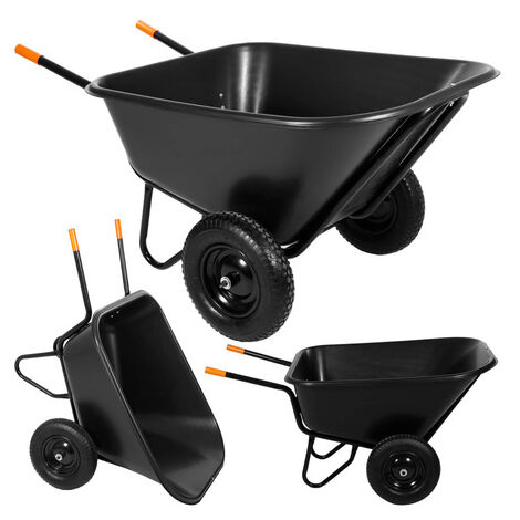 Trolley da giardino a due ruote, carrello di trasporto 300 L nero.