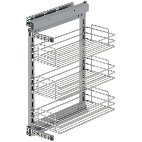 Trolley estraibile Suprastar Emuca con chiusura ammortizzata, modulo 300mm, Acciaio, Cromo