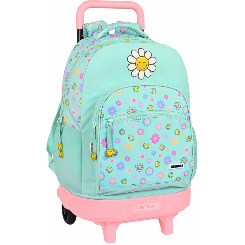 Trolley per la Scuola Smiley Summer fun Turchese
