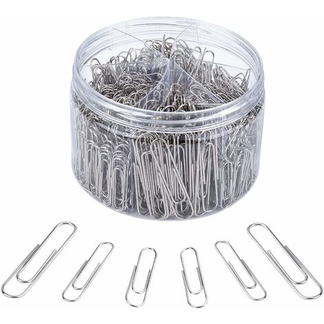 Trombones en Metal en Argent Paperclip avec des Tailles Assorties 28 mm, 33mm, 50 mm pour Bureau Travail Accueil École 700 Pièces avec la Boîte, -Versailles