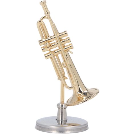 Trompette Miniature Décorative en Laiton, Idée Cadeau Original pour Collectionneurs ou Bureau, 6.5 cm avec Support