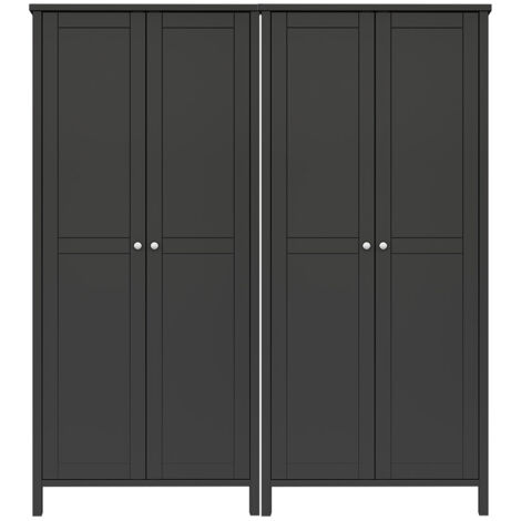 Tromsø Kleiderschrank 4 Türen kaffeefarben.