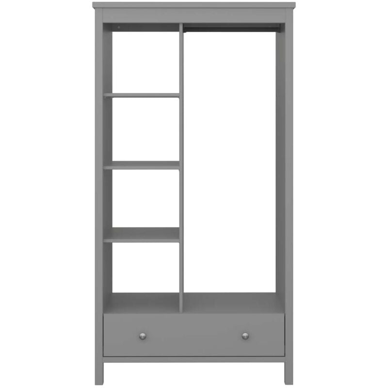 Ebuy24 - Tromsø armoire de rangement sans portes 3 tablettes, 1 tiroir, 1 barre de suspension gris.
