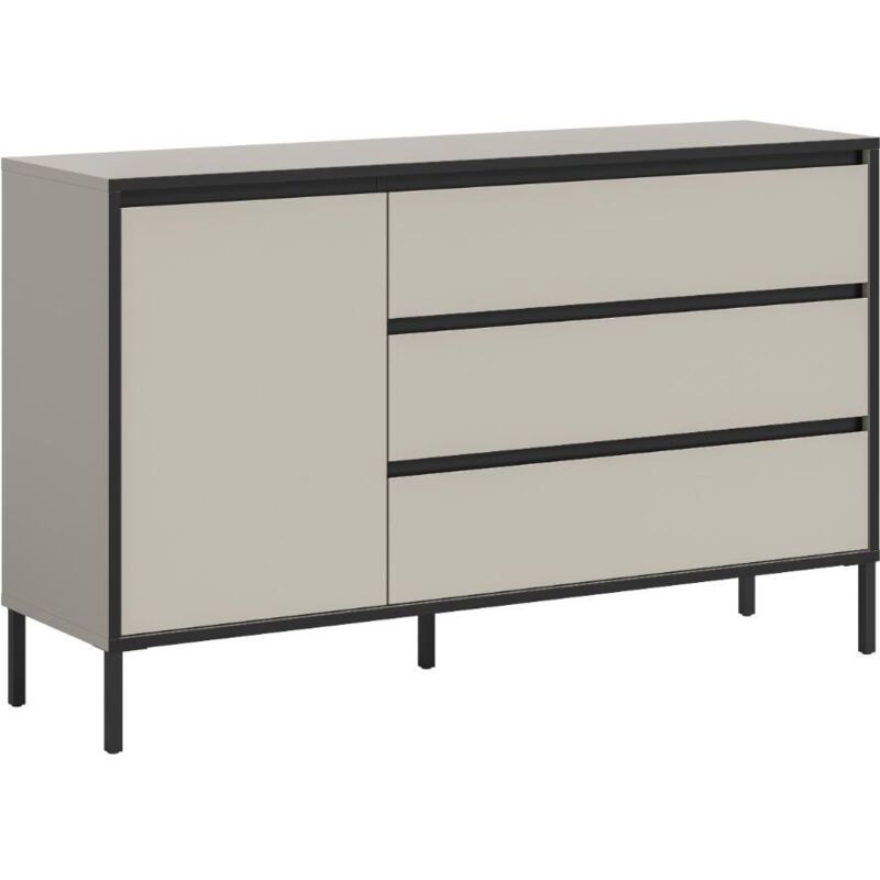 Ebuy24 Tron Sideboard 1 Tür, 3 Schubladen Kaschmir Dekor.