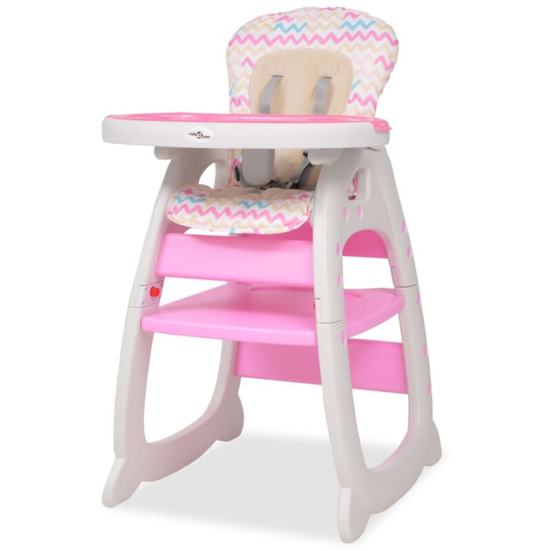 

vidaXL Trona Convertible 3 en 1 con Mesa Rosa - Rosa