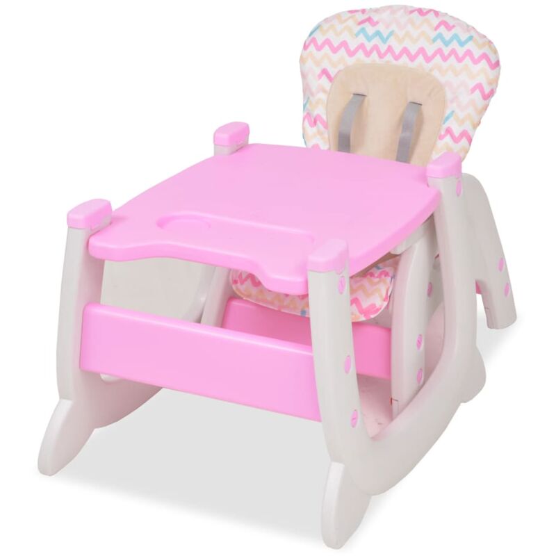 Plegable 3 en 1 Bebé Niño Infantil Reclinable Silla Alta Dar Comer Mesa Bandeja Rosa
