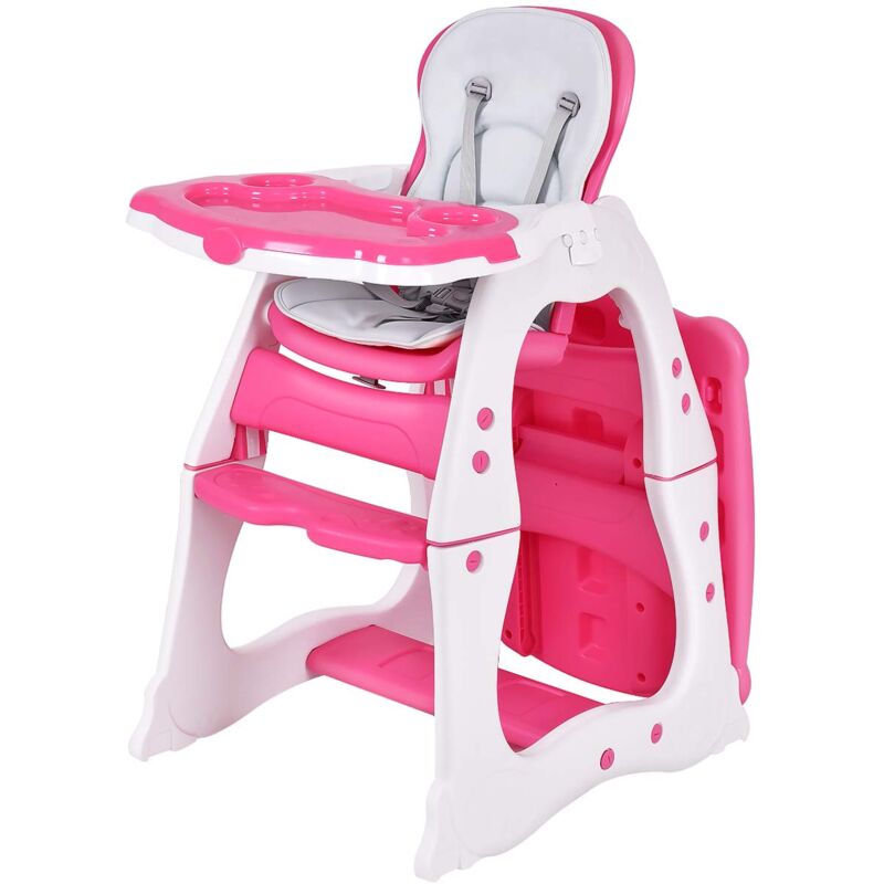 

Trona para Bebé Silla Alta para Niños con Bandeja de Comida/Respaldo Ajustable en 3 Direcciones y Cinturón de Seguridad de 5 Puntos