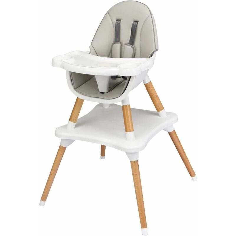 

Trona para Bebé Altura Ajustable Silla Alta con Cinturón de Seguridad y Bandeja Extraíble para Comedor Jugar (Gris)