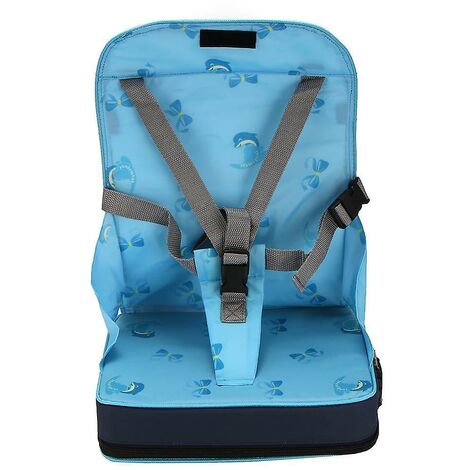 Trona plegable de viaje con cinturón para niños, azul