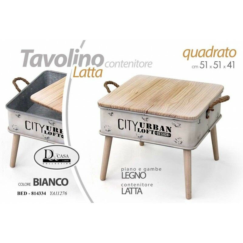 Webmarketpoint - Tronc table basse en étain blanc style industriel urbain cm 51 x 51 x 41 h