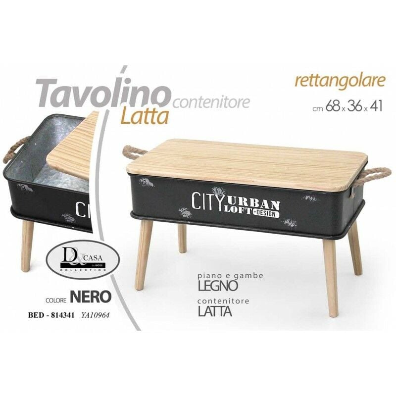 Webmarketpoint - Tronc table basse en étain noir style industriel urbain cm 68 x 36 x 41 h