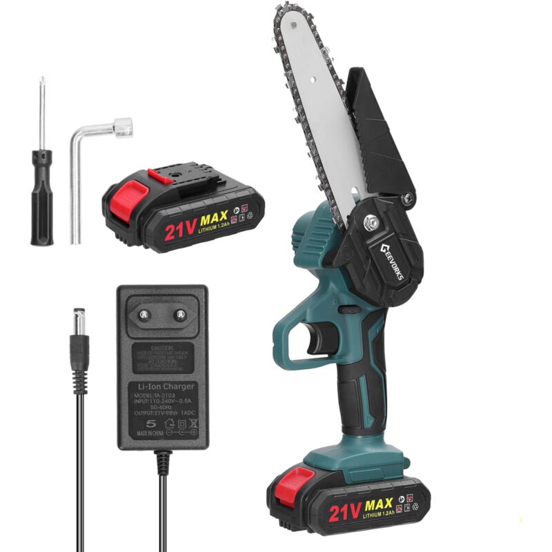 Sjlerst - Tronçonneuse 21V 6' sans fil 1200mAh 2 batteries