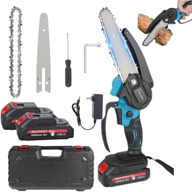 Tronconneuse a Batterie 12000mAh, 6 Pouces Tronçonneuse Electrique sans fil,