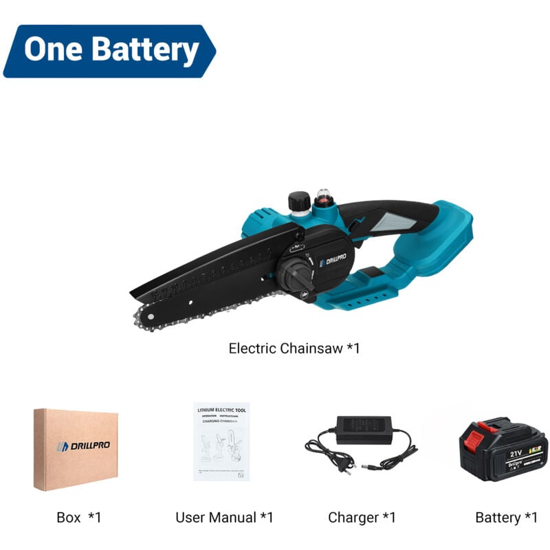Maerex - Tronçonneuse à batterie 21V, 15cm Tronçonneuse Brushless, Tronçonneuse 1300mAh, écran lcd - boite - 1 batteries et un chargeur, pour couper