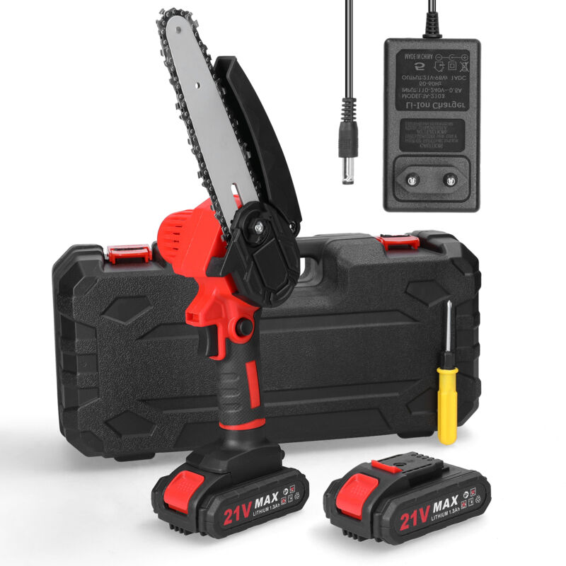 Meterk - Tronçonneuse à batterie 21V15cmavec 2 batteries 1300 mA