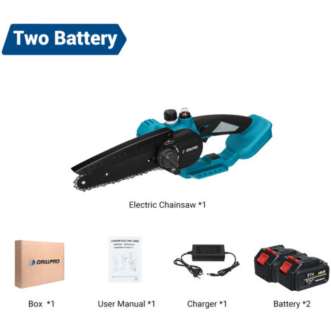 Tronçonneuse à batterie 6 pouces sans balais 2 piles 1300mAh Outils de coupe pour le travail du bois