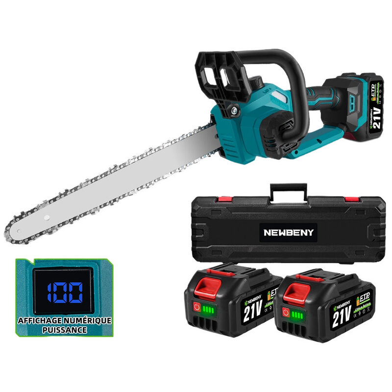 Tronconneuse a batterie Brushless 12 pouces ,Avec deux batteries et un chargeu, pour patio naison et jardin