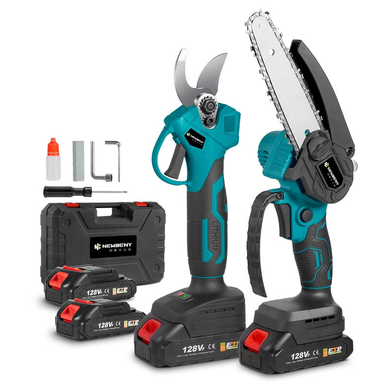 Tronconneuse à batterie Brushless 6 pouces + sécateur électrique 30mm,Avec avec deux batteries 128vf