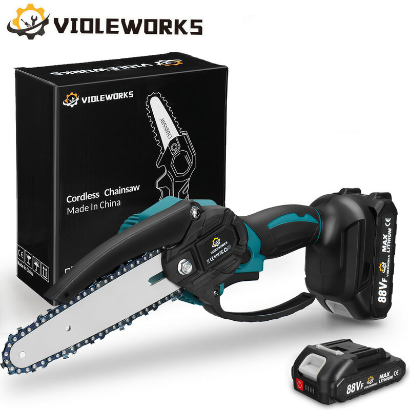 Mohoo - Tronçonneuse à batterie Scie à chaine élagueuse sans fil brushless violeworks 6'' 18V scie à buche électrique 2 Batteries Hasaki