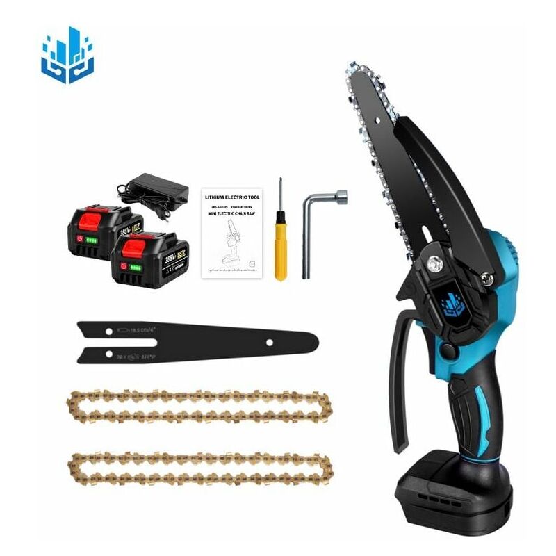 Odipie - Tronçonneuse à batterie Scie à chaîne électroportative 1200W , Mini tronçonneuse électrique sans fil 6 pouces pour Makita 18V - Vitesse
