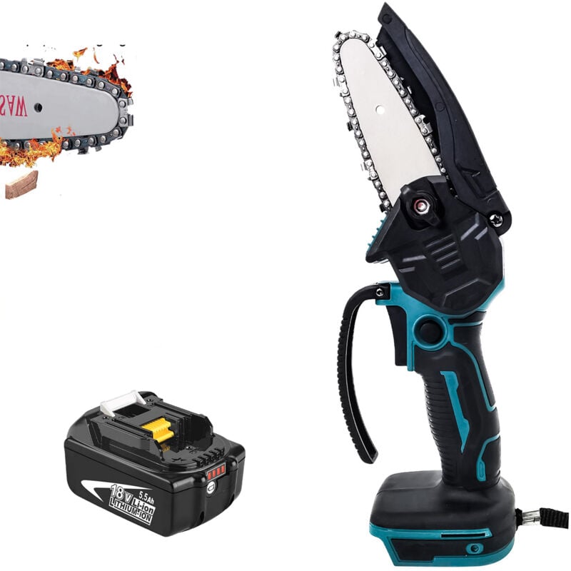 Tronçonneuse à batterie, tronçonneuses électriques à cordon de 4 pouces, mini tronçonneuse à une main, Compatible avec la batterie Makita, avec