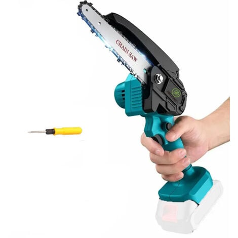 Tronçonneuse à batterie,Mini de tronçonneuse sans fil électrique de 6 pouces, scie à couteuse en bois puissante (pas de batterie), compatible avec la batterie Makita