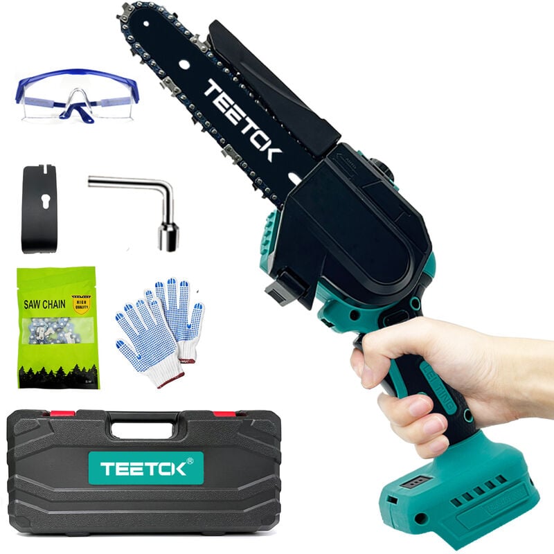 Teetok - Tronçonneuse à batterie,Scie à chaîne électrique sans fil de 15,2 cm 6', mini scie à bois portable sans balais, scie à chaîne puissante avec