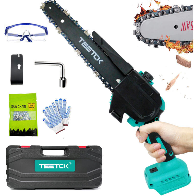 Tronçonneuse à batterie,Tronçonneuse électrique sans fil de 20,3 cm 8', mini coupe-bois portable, scie à chaîne puissante avec étui, (pas de
