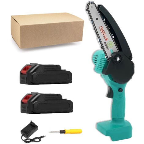 Tronçonneuse à batterie,Tronçonneuse sans fil de 4 pouces, mini-tronçonneuse portable électrique pour branches d'arbres, jardin+2x batterie de 3,0 h+ chargeur, compatible avec la batterie Makita