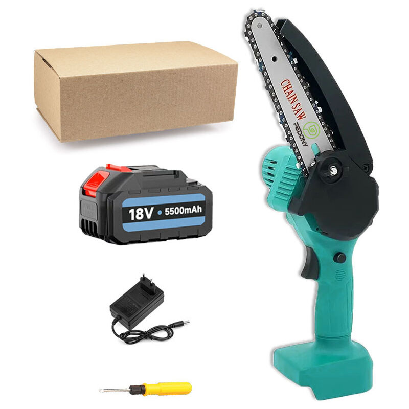 Mawiron - Tronçonneuse à batterie,Tronçonneuse sans fil de 4 pouces, mini-tronçonneuse portable électrique pour branches d'arbres, jardin+ batterie