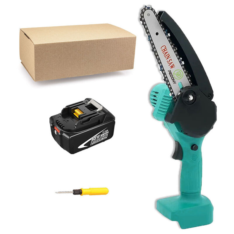 Mawiron - Tronçonneuse à batterie,Tronçonneuse sans fil de 4 pouces, mini-tronçonneuse portable électrique pour branches d'arbres, jardin + batterie