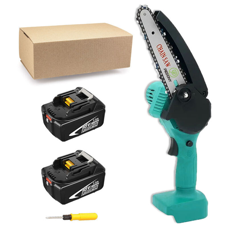 Mawiron - Tronçonneuse à batterie,Tronçonneuse sans fil de 4 pouces, mini-tronçonneuse portable électrique pour branches d'arbres, jardin+2x batterie