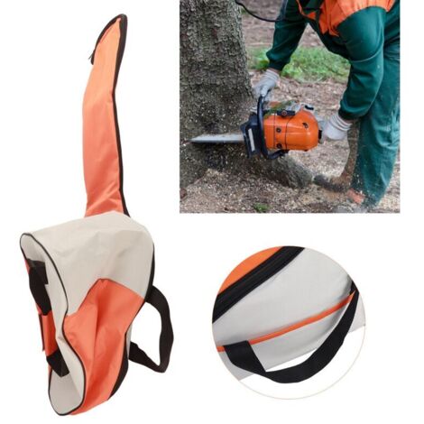 Tronçonneuse à Essence avec Sac de Transport Orange et Blanc - Parfait pour le Bûcheronnage --Crezuo