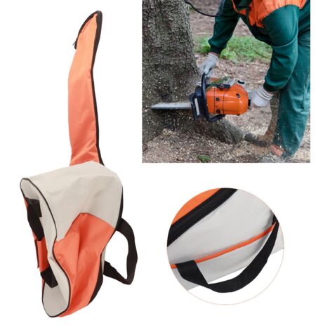 Tronçonneuse à Essence avec Sac de Transport Orange et Blanc - Parfait pour le Bûcheronnage -KZQ