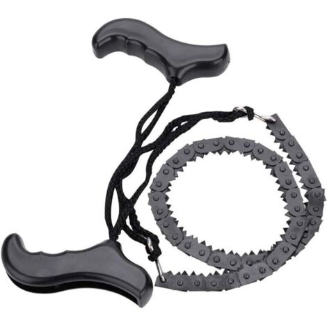 Tronçonneuse de camping portable, tronçonneuse à main avec poignée en acier et lames de rechange, adaptée à l'équipement de survie, au camping et à la chasse (48 cm).