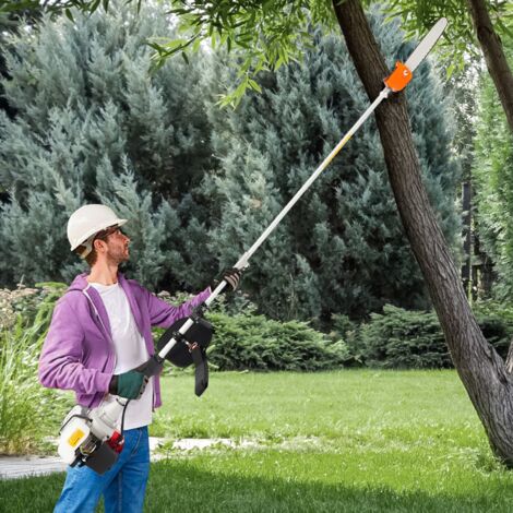 Tronçonneuse d'élagage de 43 cm³, élagueuse de 1,7 ch, élagueuse de jardin, tronçonneuse d'élagage équipée d'un manche télescopique, longueur du manche réglable entre 2,4 et 3,5 mètres
