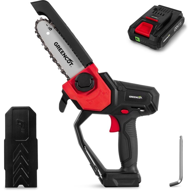 Greencut - Tronçonneuse d'élagage portative alimentée par une batterie lithium 20V avec un guide de 152mm, 6' GSM200L