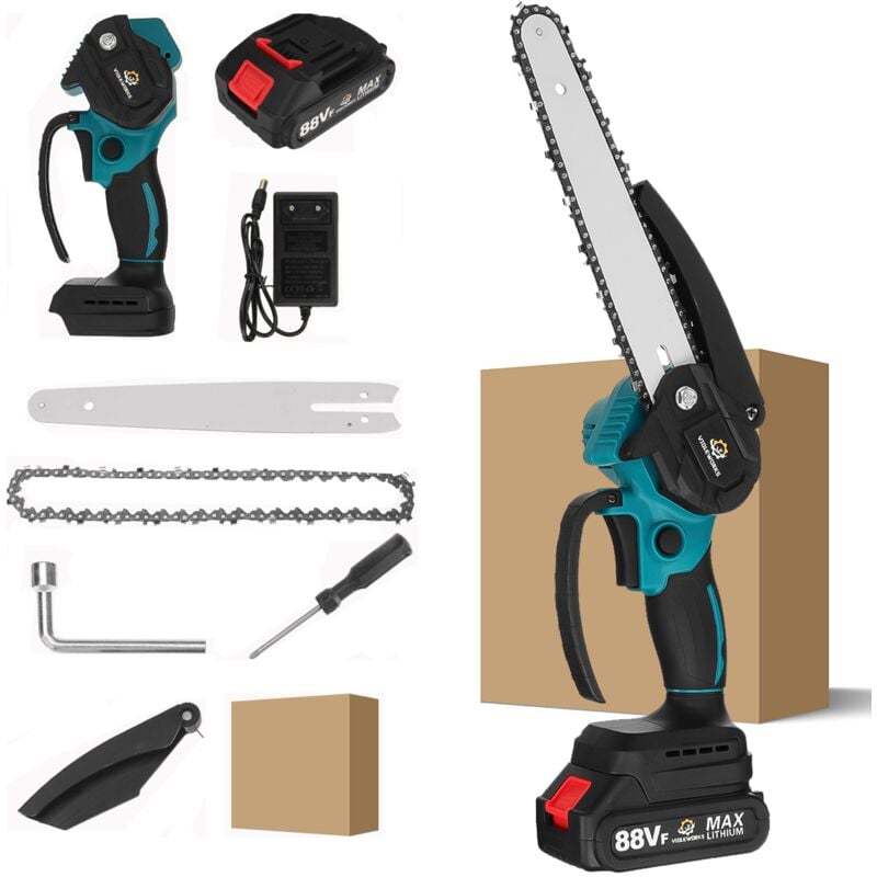 Maerex - Tronçonneuse électrique sans balais 8 pouces, avec batterie 2x 1500 mAH + chargeur