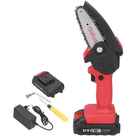 Tronçonneuse Électrique Sans Fil Mini, Scie à Chaîne Jardin Acier Carbone avec Poignée Antidérapante, Prise UE 100‑240V