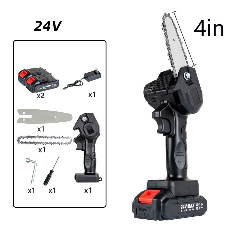 Rnemitery - Tronçonneuse électrique sans fil portative avec réglage de la vitesse et 2 batteries, pour la coupe d'élagage d'arbres, Noir