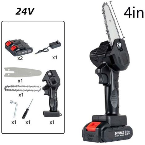 Tronçonneuse électrique sans fil portative avec réglage de la vitesse et 2 batteries, pour la coupe d'élagage d'arbres, Noir