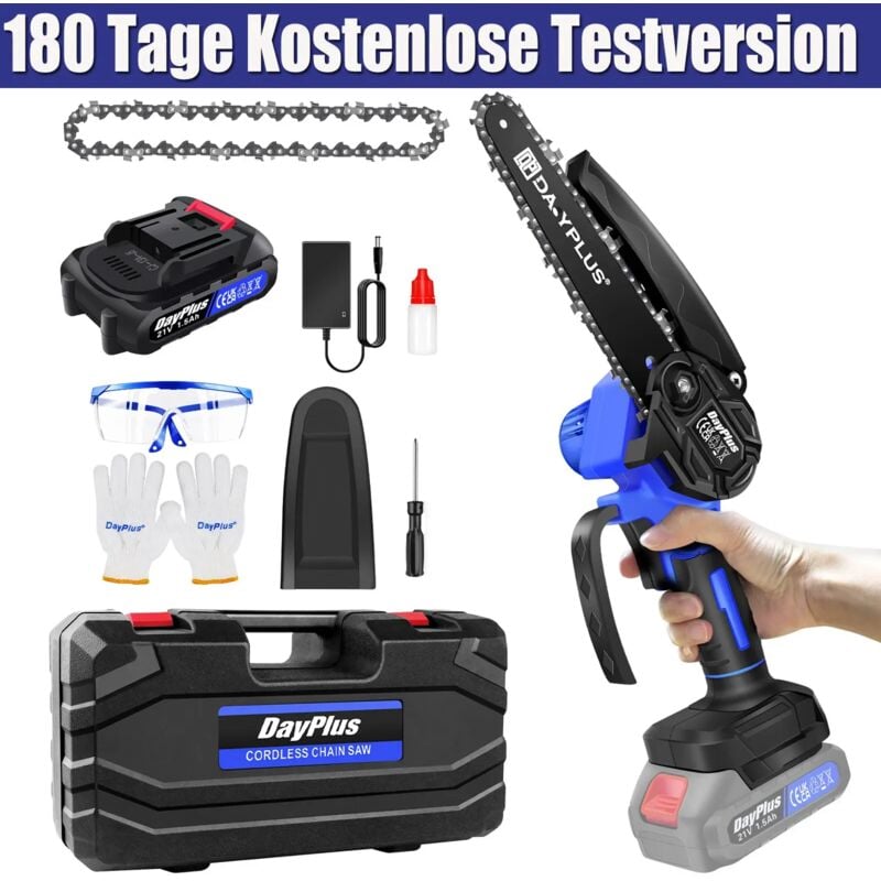 Dayplus - Tronçonneuse électrique sans fil Tronçonneuse à chaîne avec chargeur de batterie Tronçonneuse à chaîne manuelle