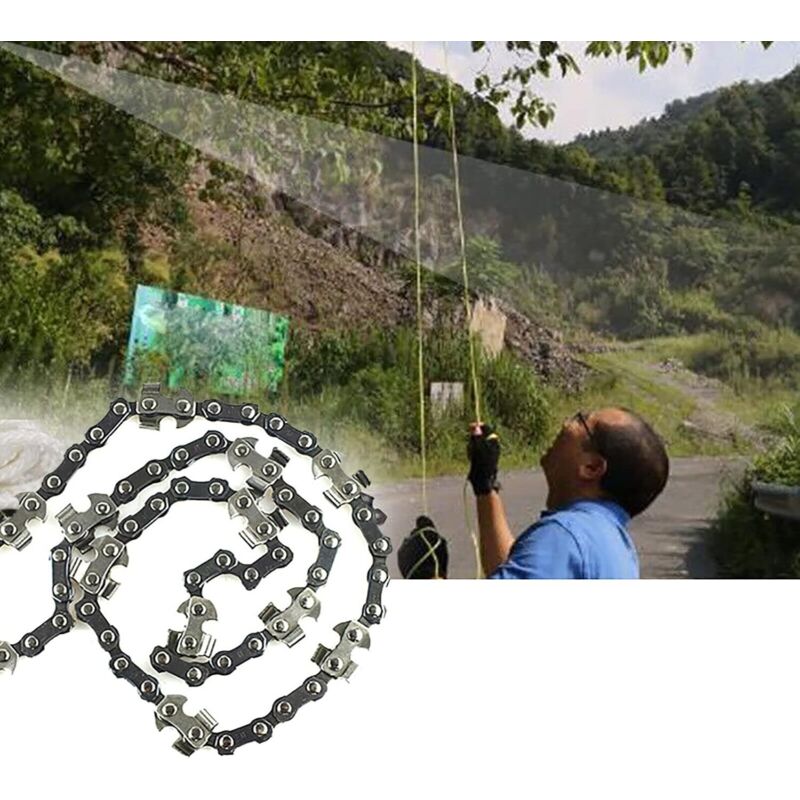 Tronçonneuse Portable Scie à chaîne manuelle 48 avec corde Scie à main d'extérieur élaguer Scie à arbre 65 acier manganèse Double face Tronçonneuse