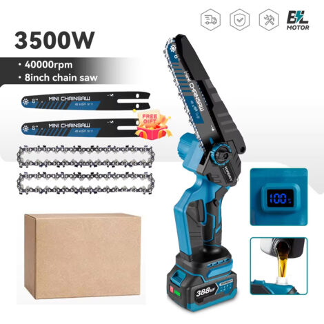 Tronçonneuse Sans Balais 8 Pouces 3500W Sans Fil Compatible Makita avec 2 Batteries