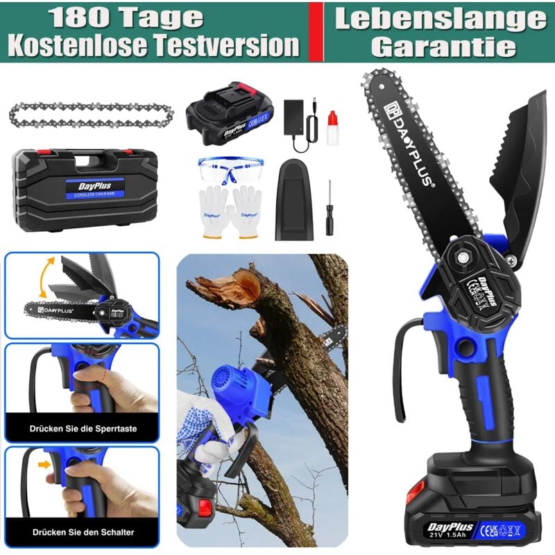 Dayplus - Tronçonneuse sans balais Tronçonneuse à moteur 6 pouces Avec batterie et chargeur