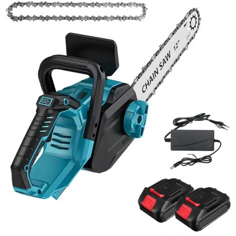 Tronçonneuse sans fil 12 pouces 1200 W avec écran LCD - Tronçonneuse légère pour le bois, l'élagage, le jardinage, avec 2 batterie
