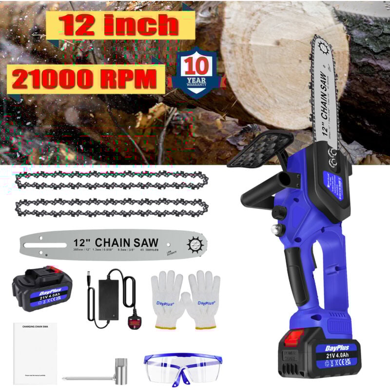 Dayplus - Tronçonneuse sans fil 12 pouces sans balais Portable - Scie électrique diy + accessoires