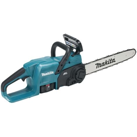 Tronçonneuse sans fil Makita DUC407RTX3 18V 40cm avec batterie 5.0Ah, moteur sans balais et frein électrique pour des coupes précises et sûres.