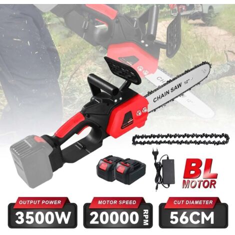 Tronçonneuse sans fil sans balais 3500W, scie électrique portable pour batterie Makita 21V – Outil de taille d'arbres et de coupe de bois pour le jardin, Avec 2 batteries